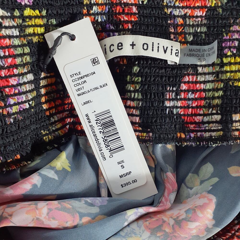 Olivia Smocked Magnolia Floral Black Willis Size Small Pants NWT - Picture 4 of 5